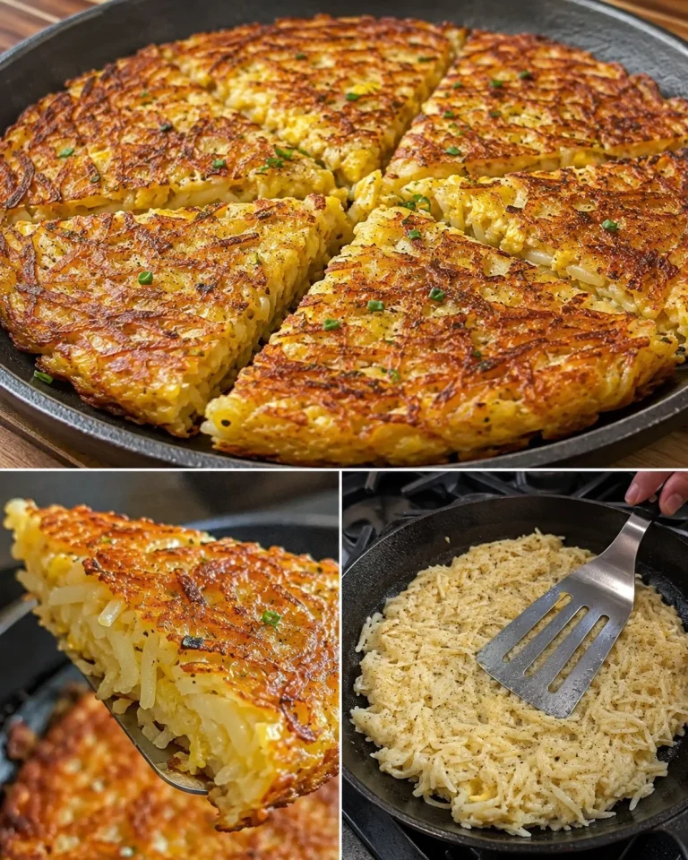 Crispy potato egg rosti pancake served with herbs and eggs