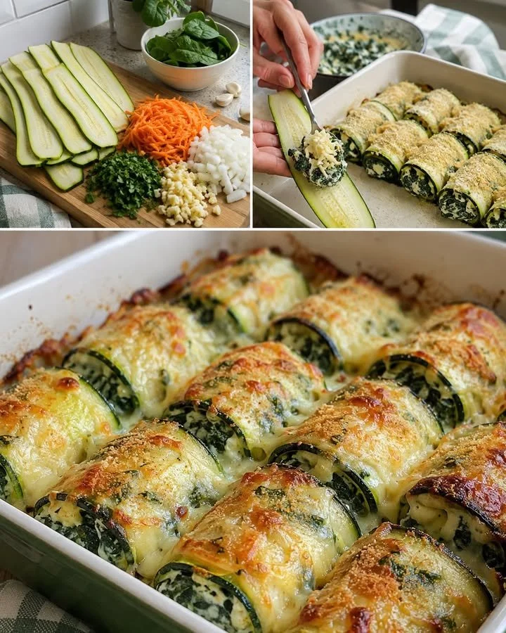 Delicious crispy zucchini rolls stuffed with spinach and cheese
