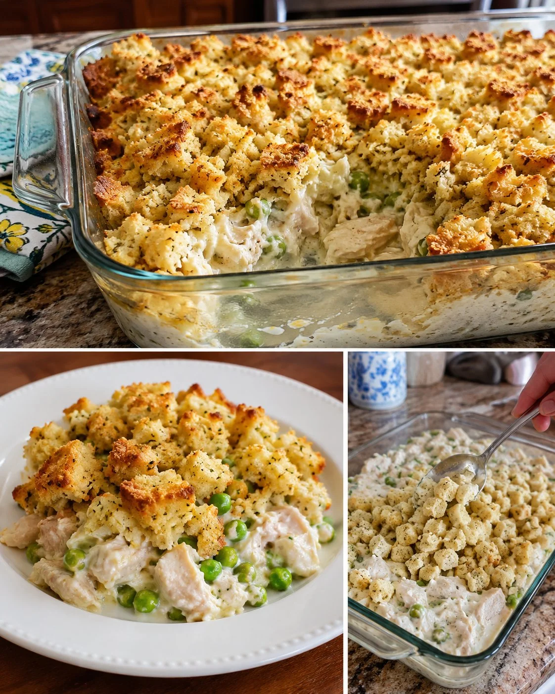 Easy Chicken Stuffing Bake with chicken, herbs, and savory stuffing