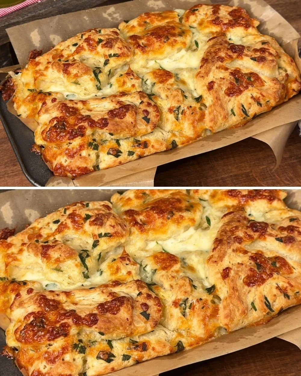 Delicious homemade garlic butter cheese bread recipe with melted cheese