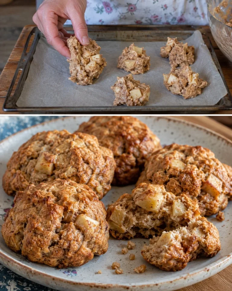 Delicious eggless cinnamon apple biscuits stacked on a plate