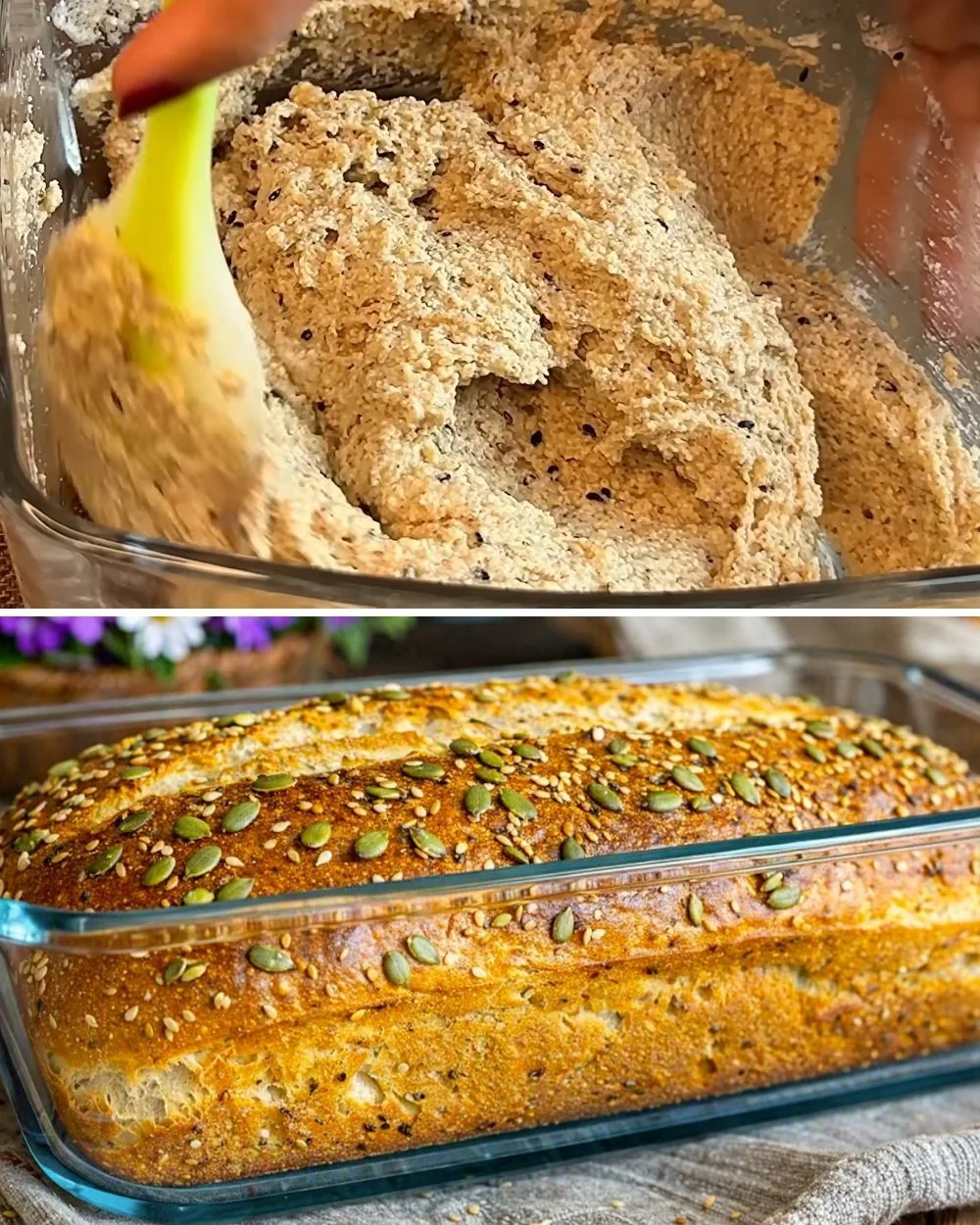 Five-minute no-flour healthy bread with roasted vegetable spread