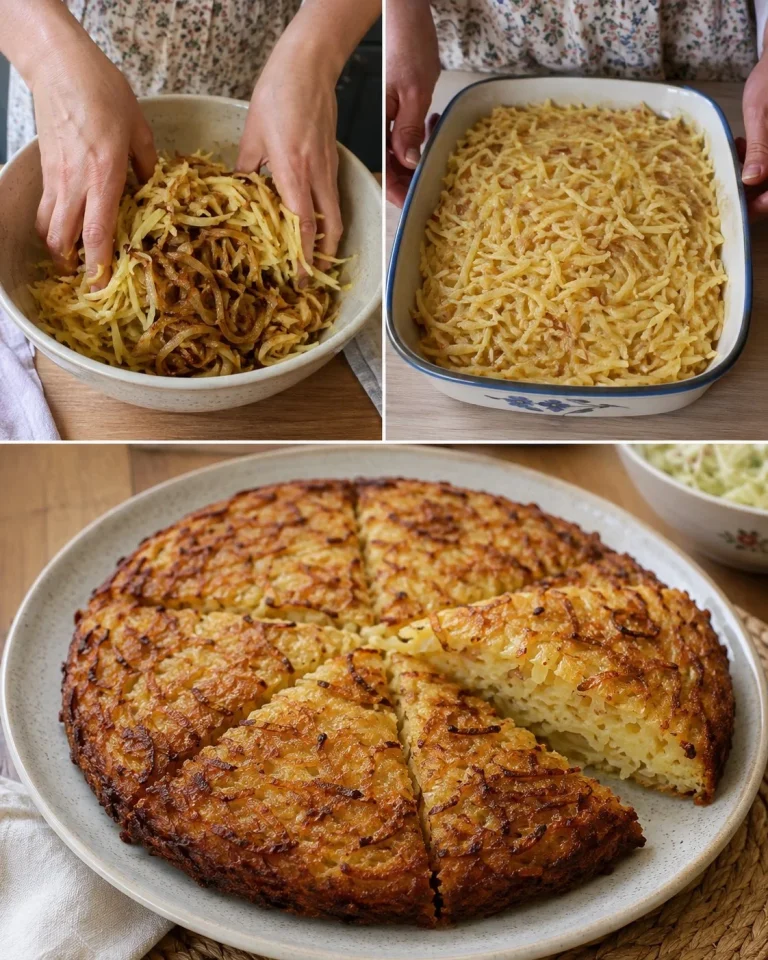 Delicious Golden Onion Potato Pie slice served on a plate