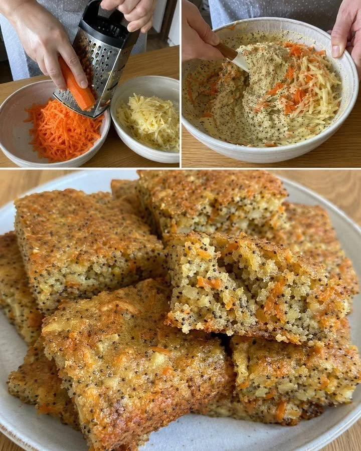 Delicious mrkvovo-jablkové rezy with poppy seeds on a plate