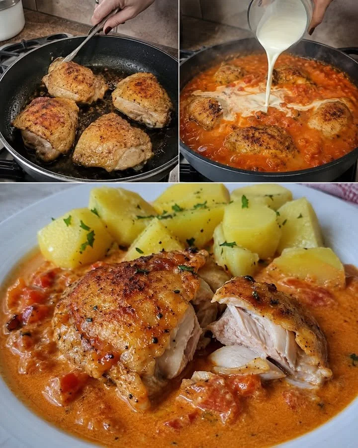 Juicy chicken served with a delicious tender sauce for family meals