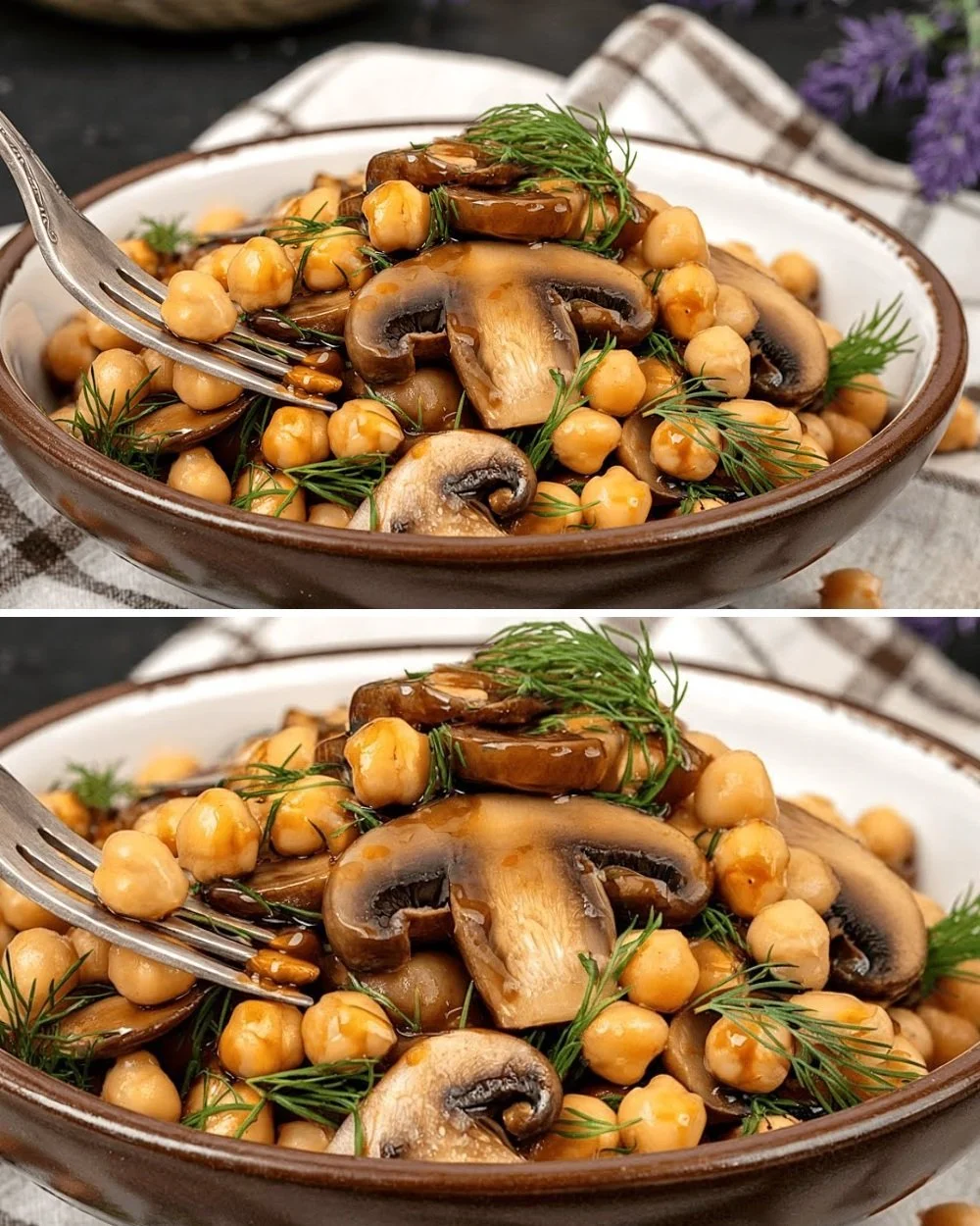 Delicious mushrooms with chickpeas in a vibrant vegetarian dish