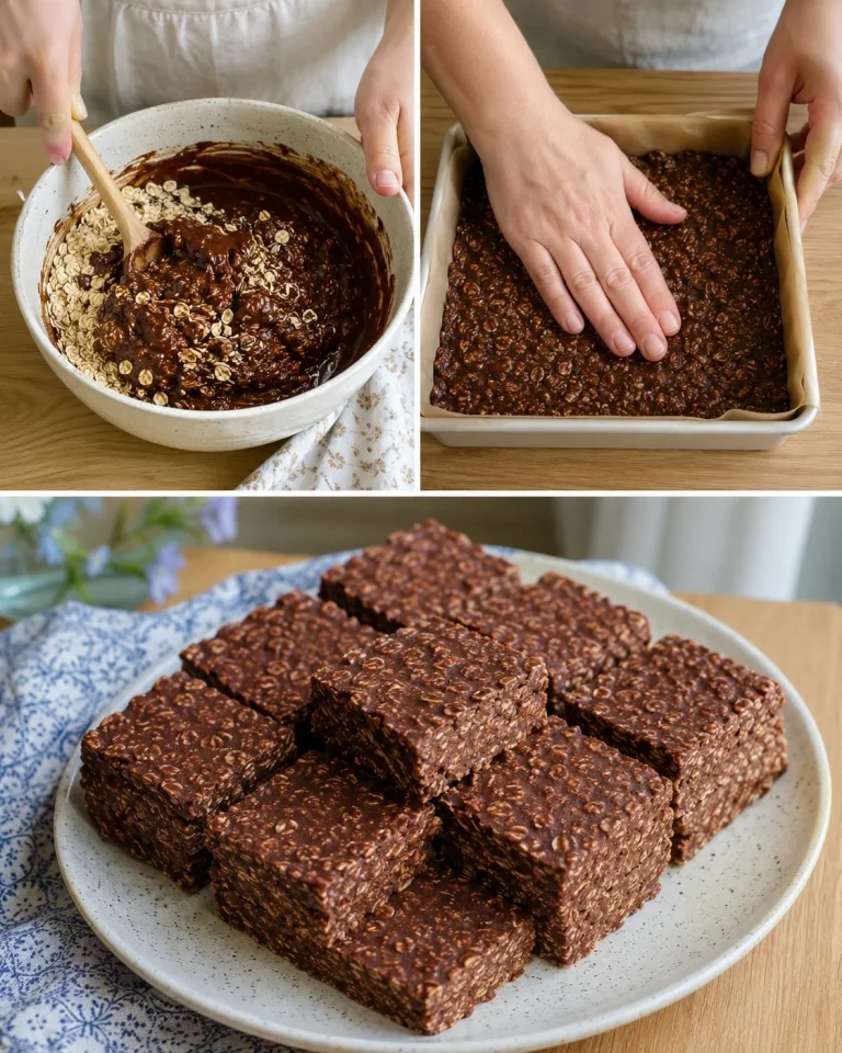 Delicious no-bake cocoa oat squares on a plate, perfect for a healthy snack.