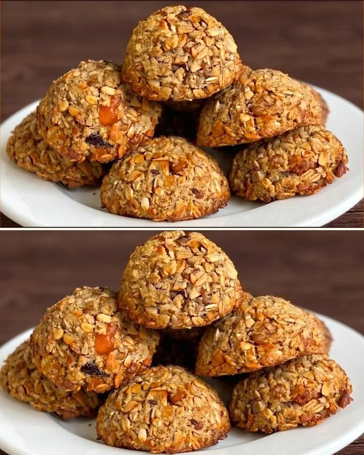 No sugar oatmeal cookies fresh out of the oven, perfect for a healthy treat.
