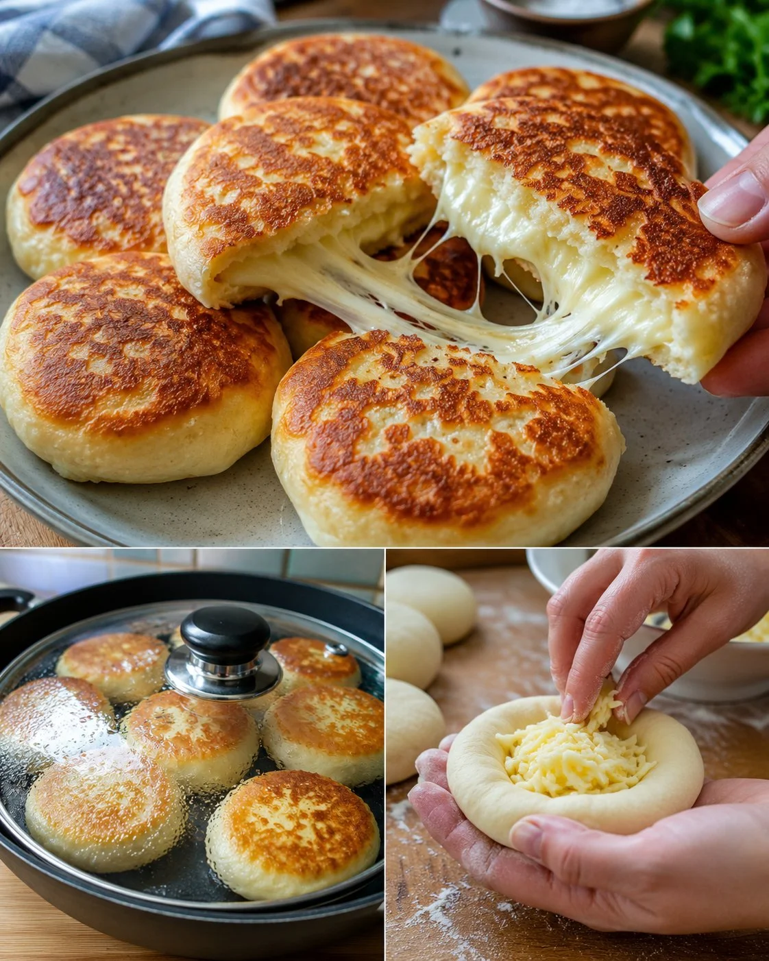 No-yeast yogurt cheese skillet buns served in a skillet