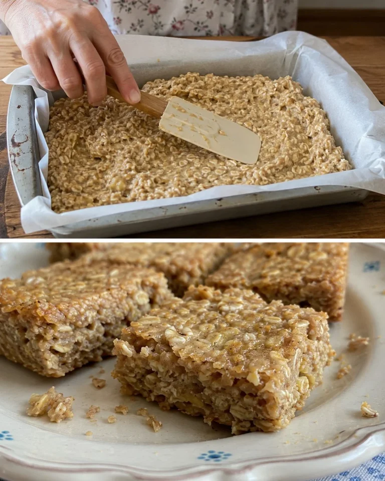 Homemade oatmeal banana breakfast bars ready to enjoy, rich in flavor and nutrition.
