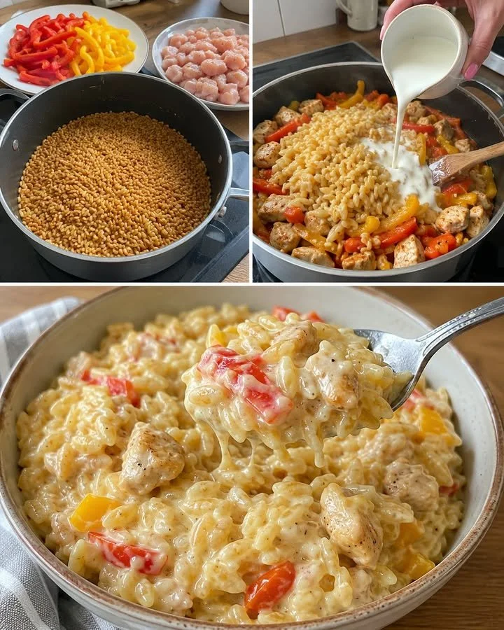 Delicious quick Chicken Tarhona served for a family lunch.