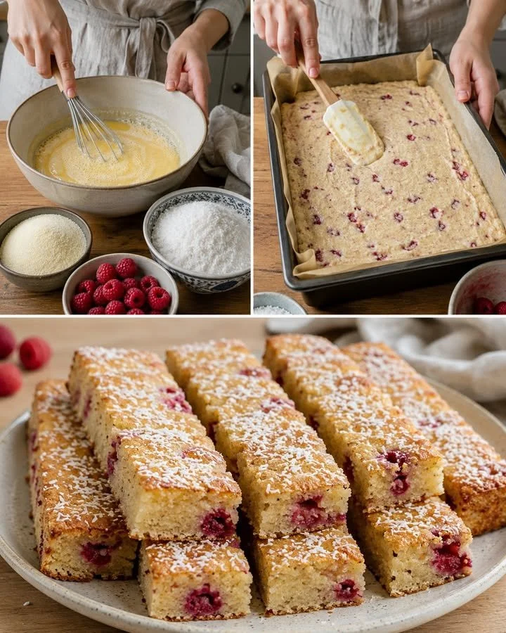 Delicious Raspberry Coconut Dessert with fresh raspberries and coconut cream