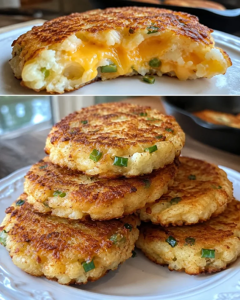 Golden Skillet Cheddar Potato Cakes served with a side of dipping sauce