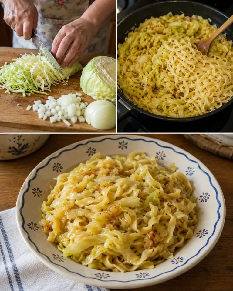 Skillet Sweet Cabbage Noodles dish garnished with herbs and spices