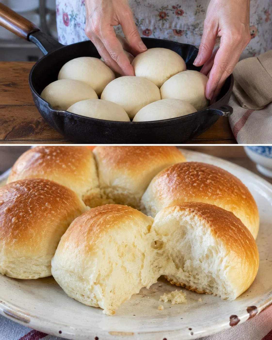 Soft and fluffy yogurt pan buns fresh from the oven.