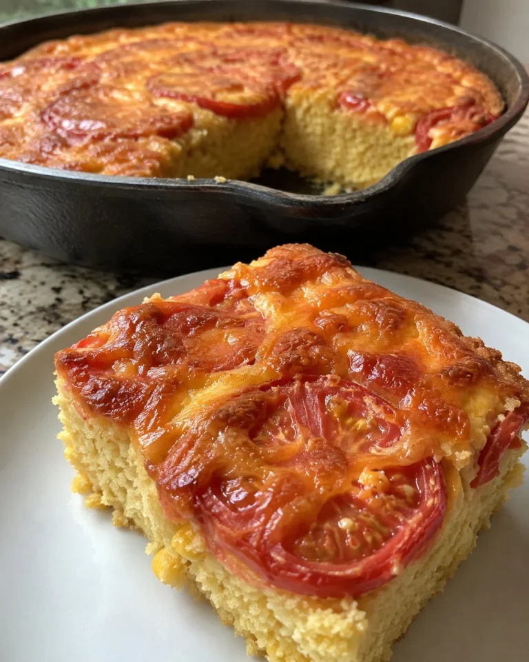 Southern Tomato Cornbread Bake featuring fresh tomatoes and cornbread mix