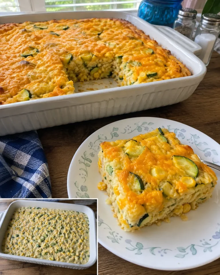 Delicious Southern Zucchini Corn Casserole served in a dish
