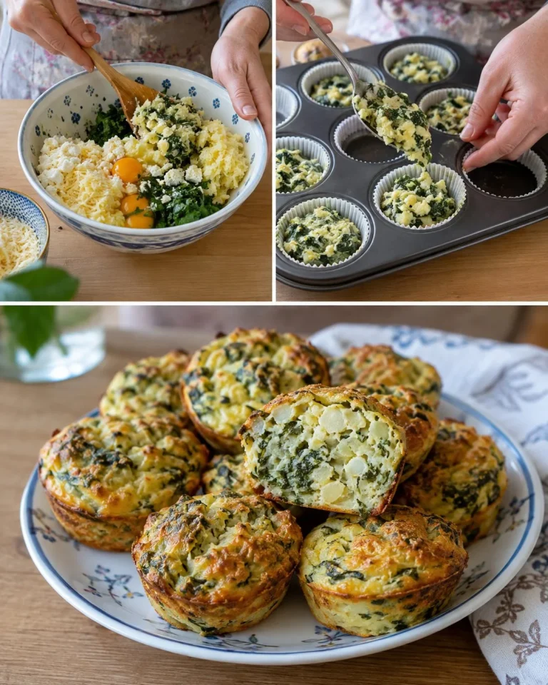 Spinach Potato Cheese Muffins fresh out of the oven, golden and fluffy.