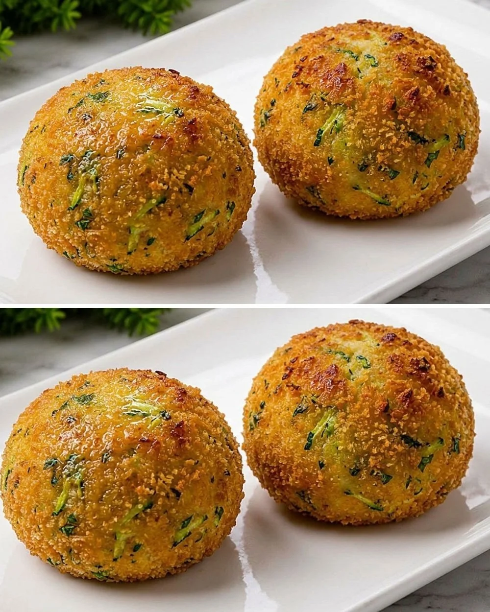 Deliciously crispy zucchini potato balls served in a bowl