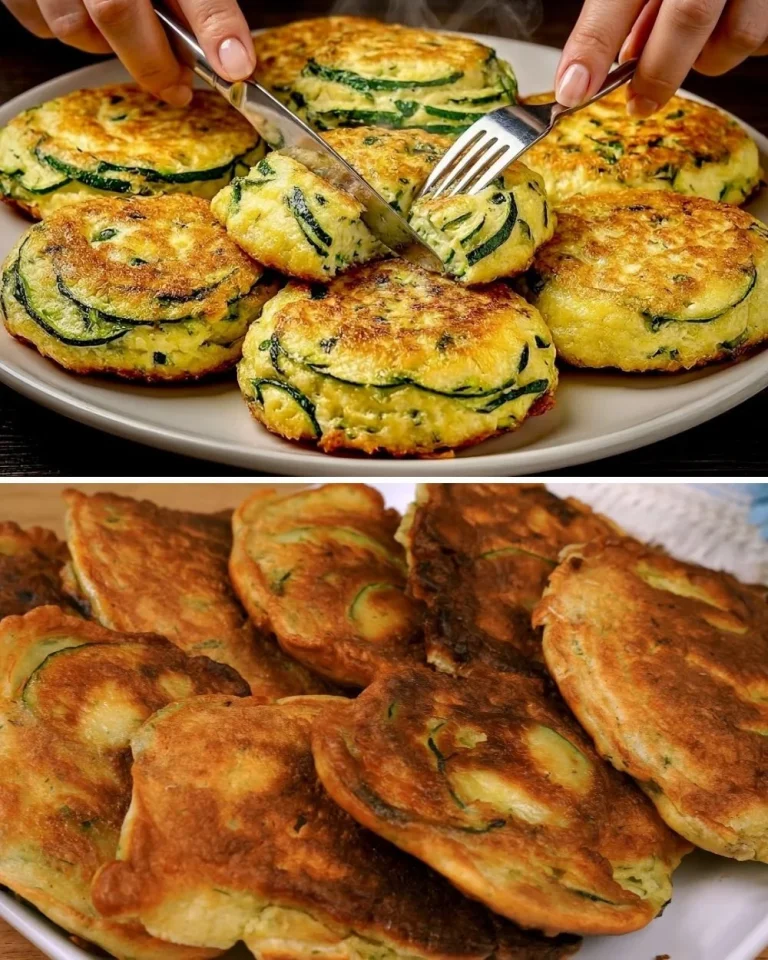 Crispy zucchini fritters served as a colorful vegetable side dish