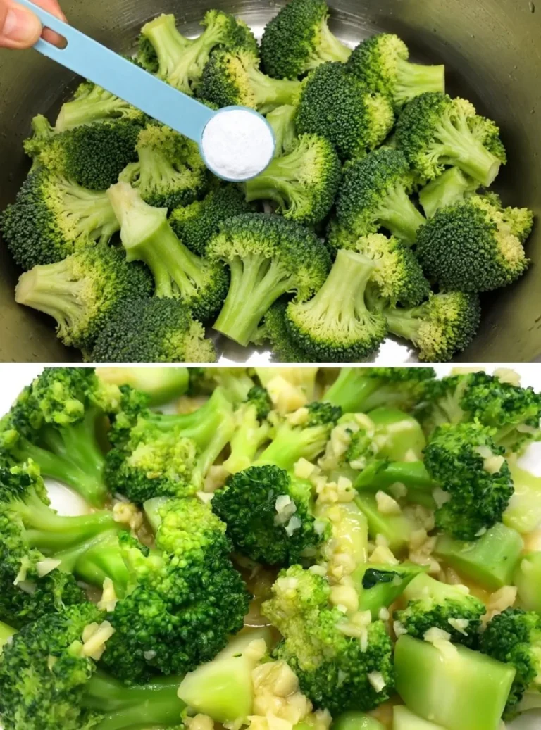 Broccoli being boiled with the Japanese method for a vibrant, crisp result.