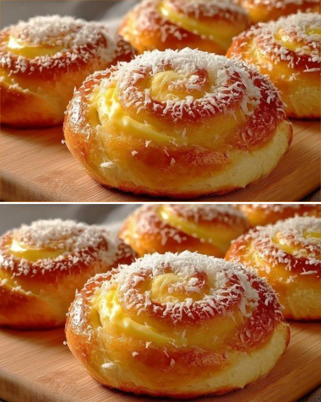 Delicious vanilla cream rolls and coconut rolls ready to be enjoyed.