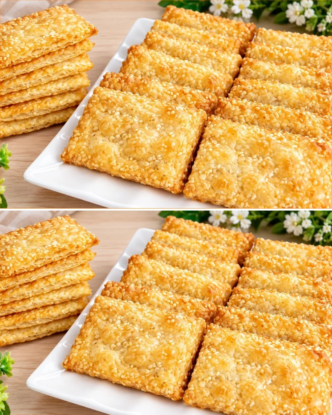 Layered, crispy cookies ready in 10 minutes, egg and dairy-free recipe.