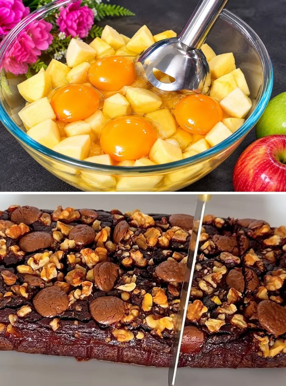 Delicious sugar-free, flour-free dessert recipe with apples and eggs