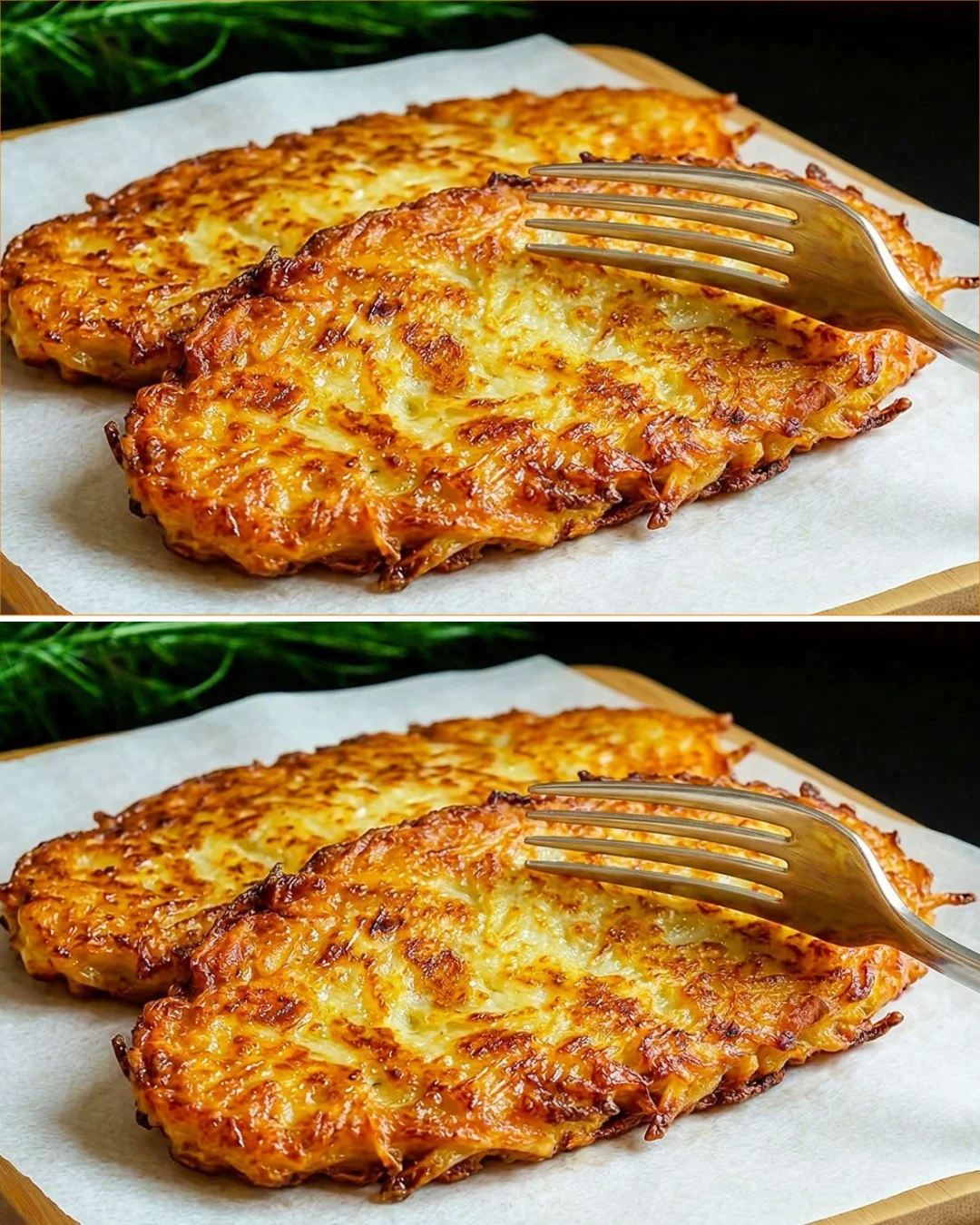 Crispy potato schnitzels served with a side salad