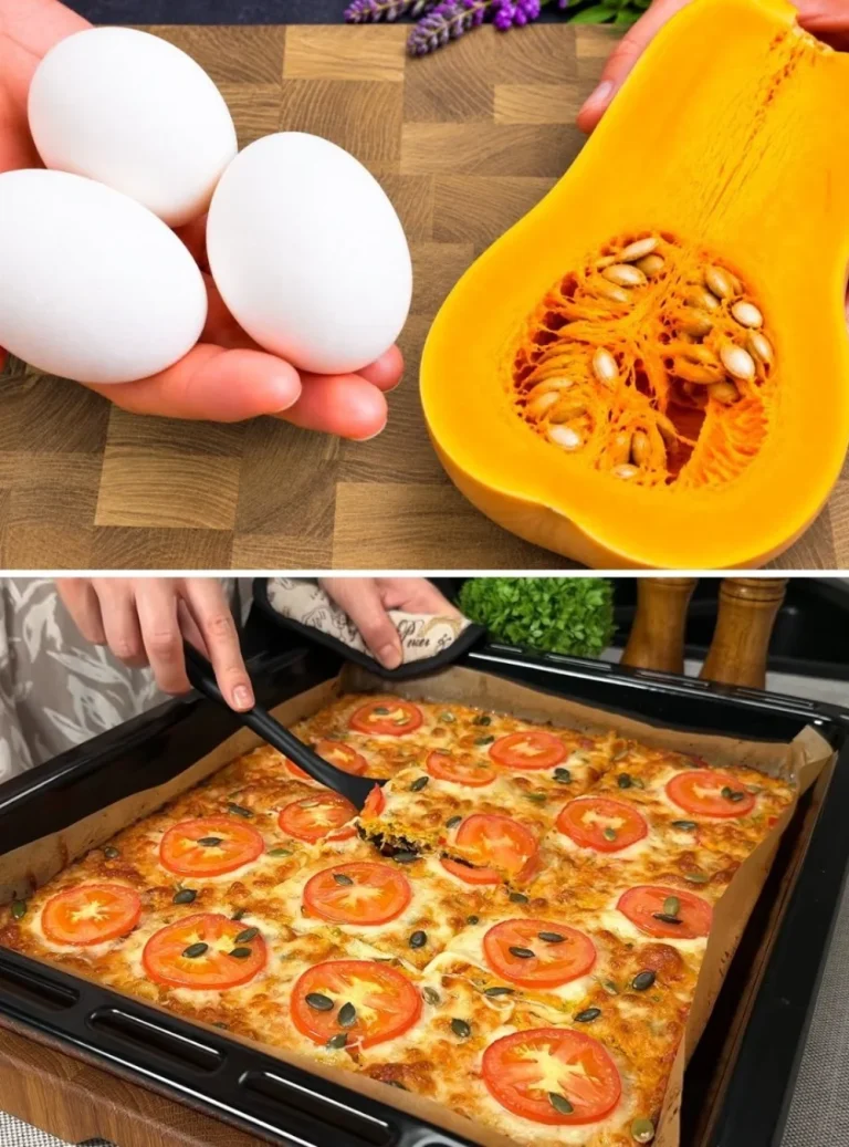 Delicious pumpkin with eggs dish served on a plate for dinner