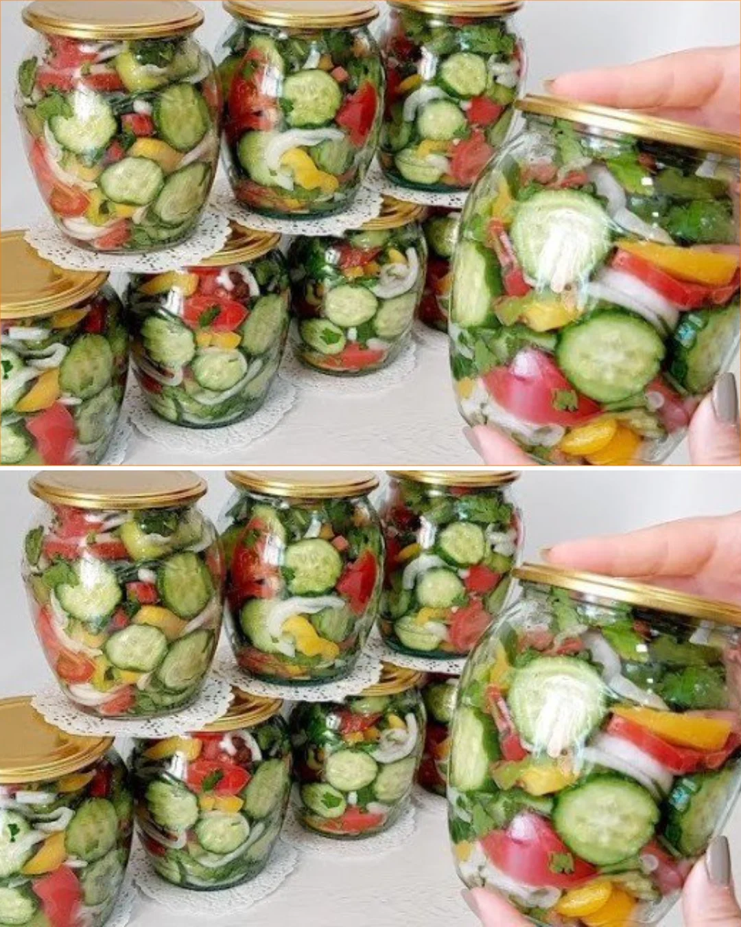 Jar of organic pickled cucumbers preserved without chemicals